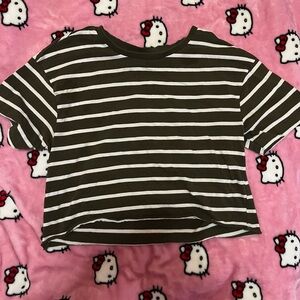 Striped Crop Top - Olive and White